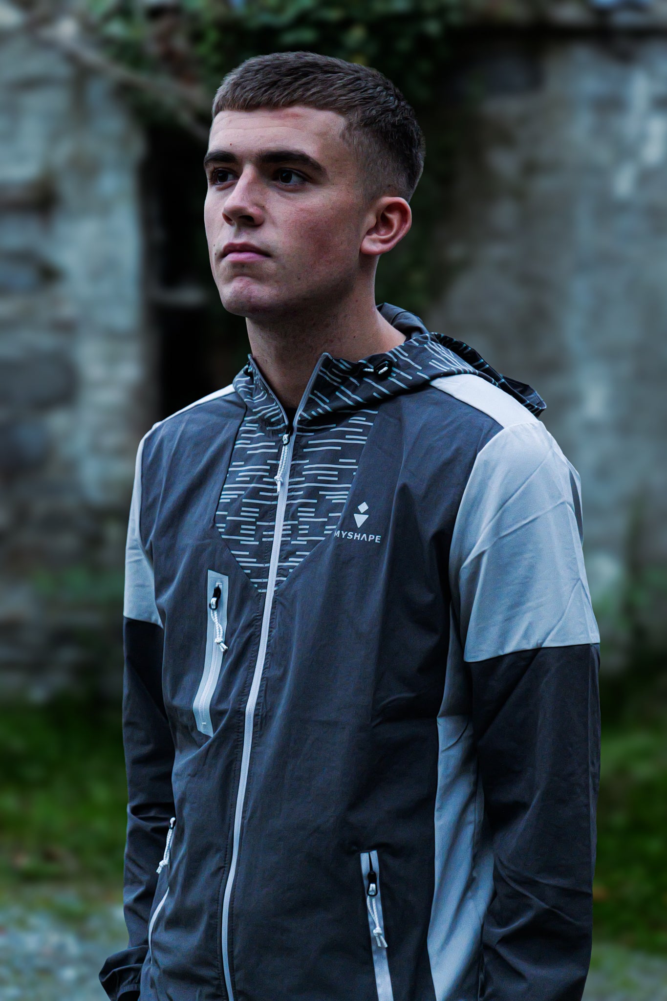 FlashMode Hoodie Charcoal Grey White Grey
