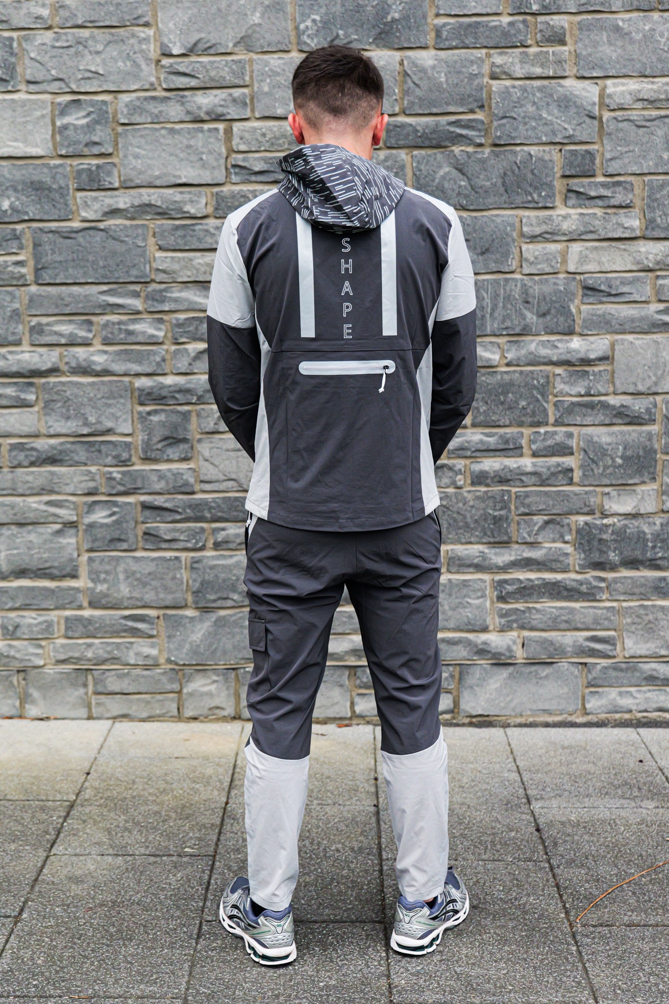 FlashMode Hoodie Charcoal Grey White Grey