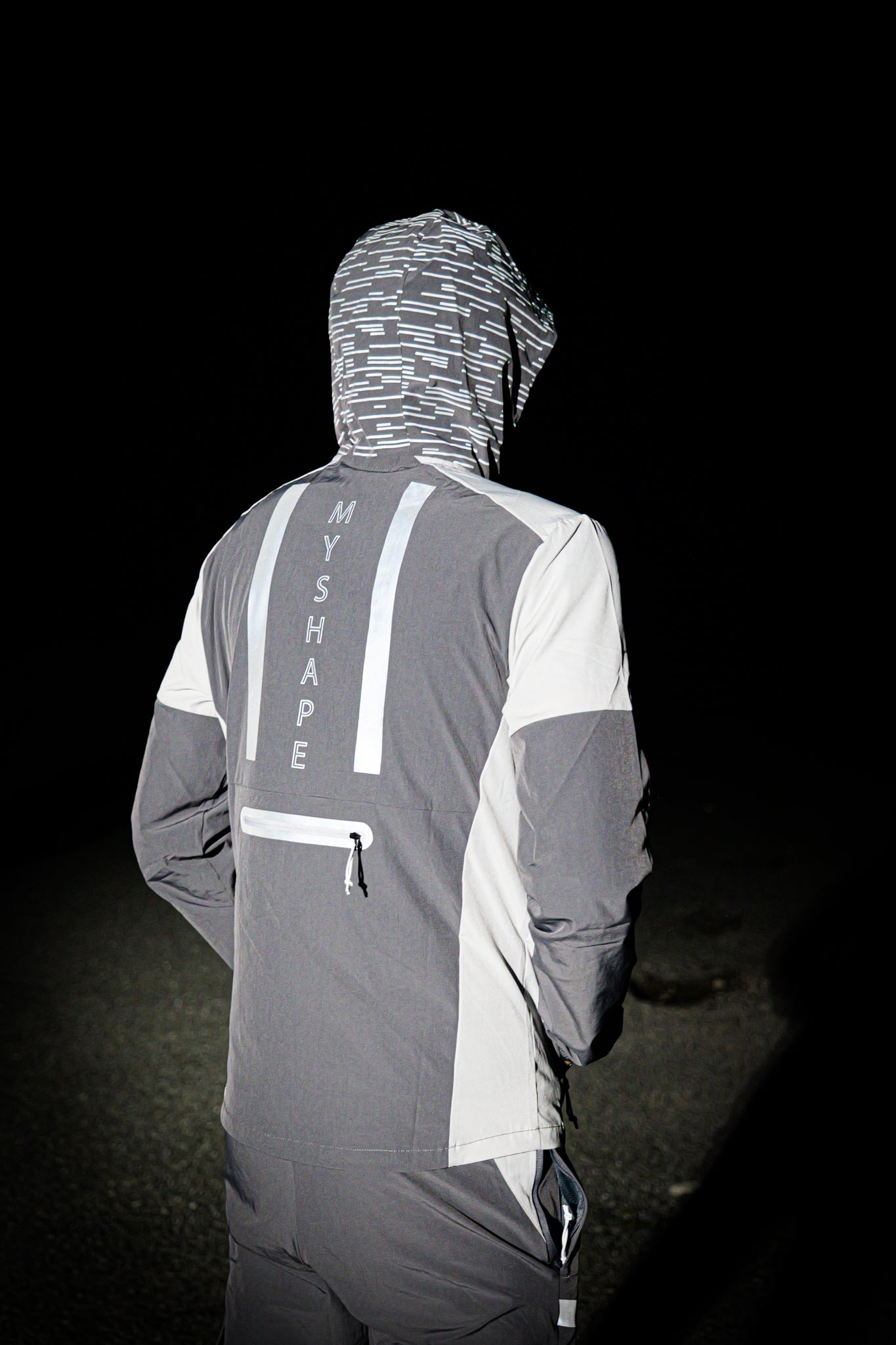 FlashMode Hoodie Charcoal Grey White Grey